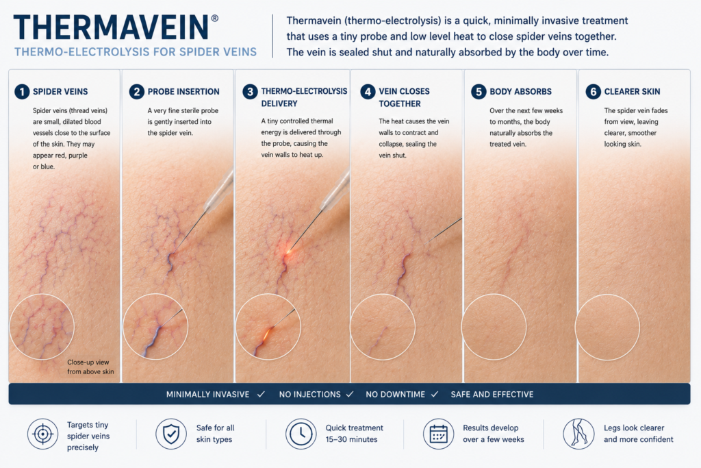 Thermavein treatment for facial and leg thread veins in Sheffield by Prof Steve Goode